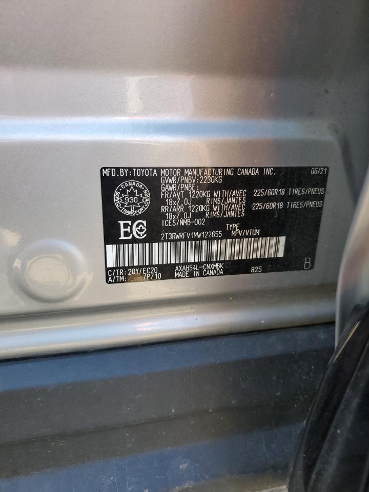 2021 Toyota Rav4 Xle VIN: 2T3RWRFV1MW122655 Lot: 80310815