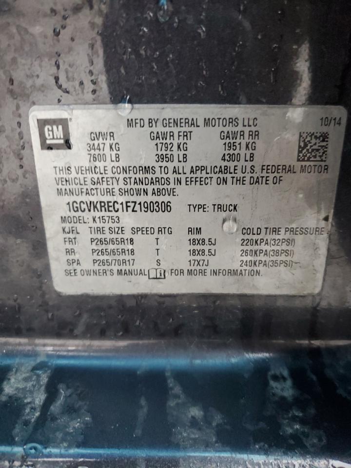 2015 Chevrolet Silverado K1500 Lt VIN: 1GCVKREC1FZ190306 Lot: 81707055