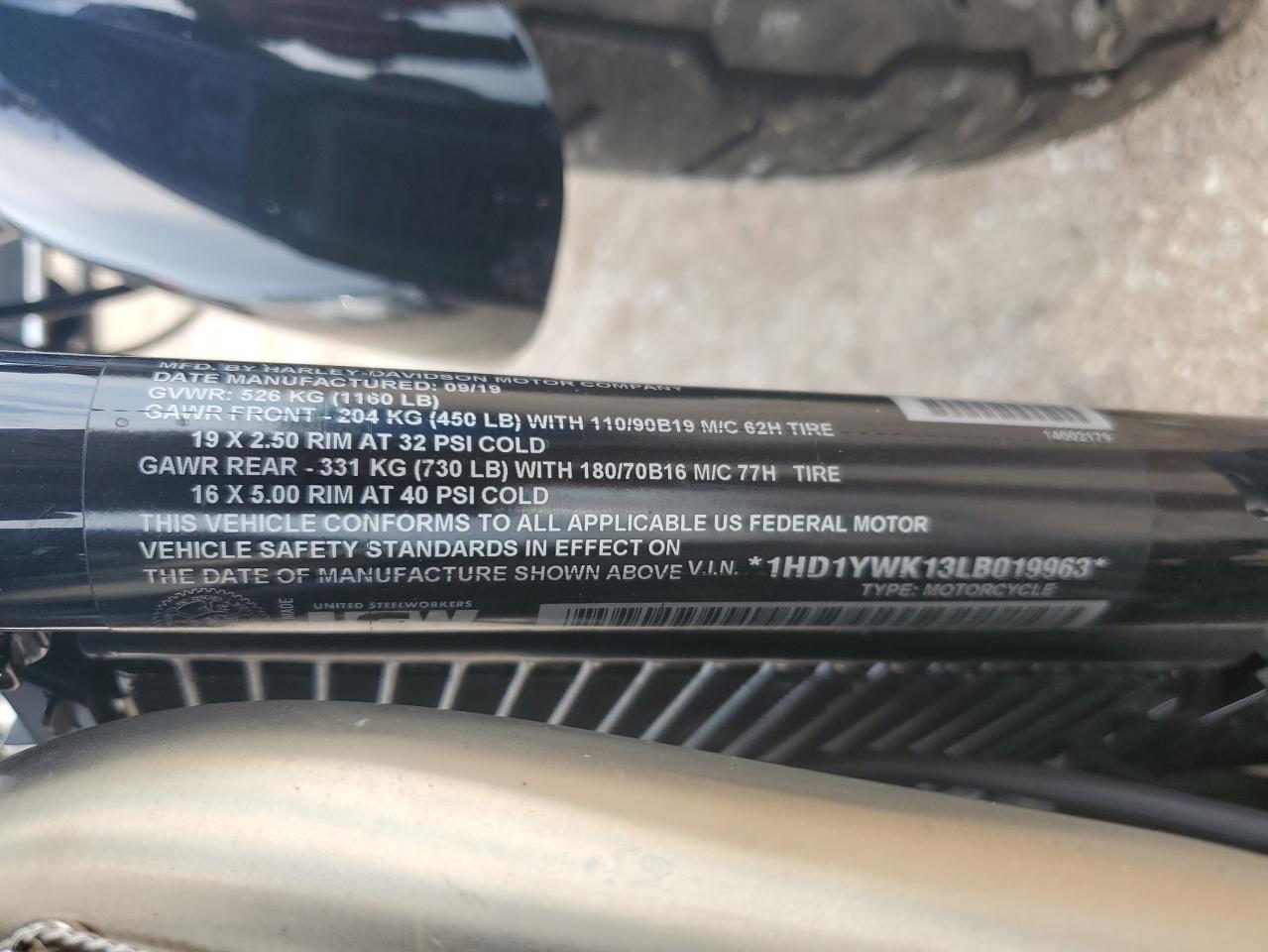 2020 Harley-Davidson Fxlrs VIN: 1HD1YWK13LB019963 Lot: 71275435