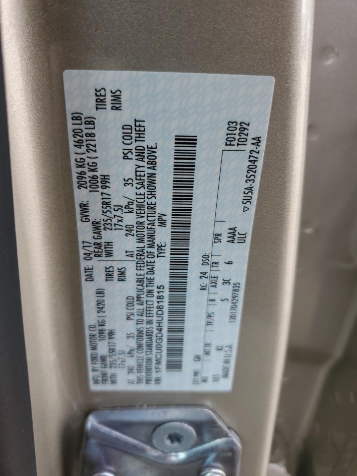 2017 Ford Escape Se VIN: 1FMCU0GD4HUD81815 Lot: 84229415