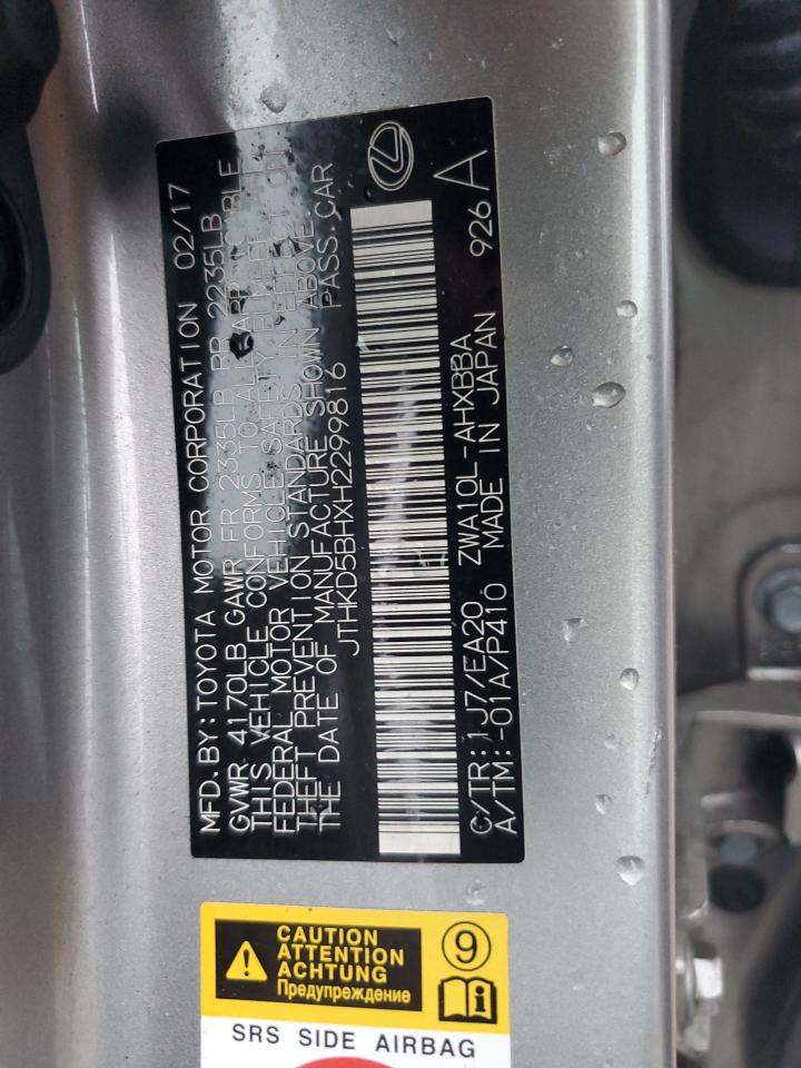 2017 Lexus Ct 200 VIN: JTHKD5BHXH2299816 Lot: 81669815