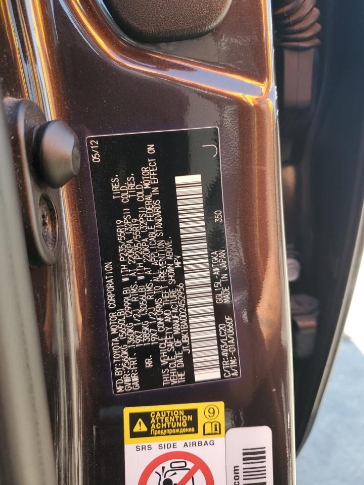 2013 Lexus Rx 350 Base VIN: JTJBK1BA0D2452956 Lot: 81797775