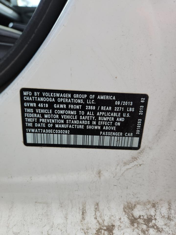 2014 Volkswagen Passat S VIN: 1VWAT7A30EC030292 Lot: 82064695
