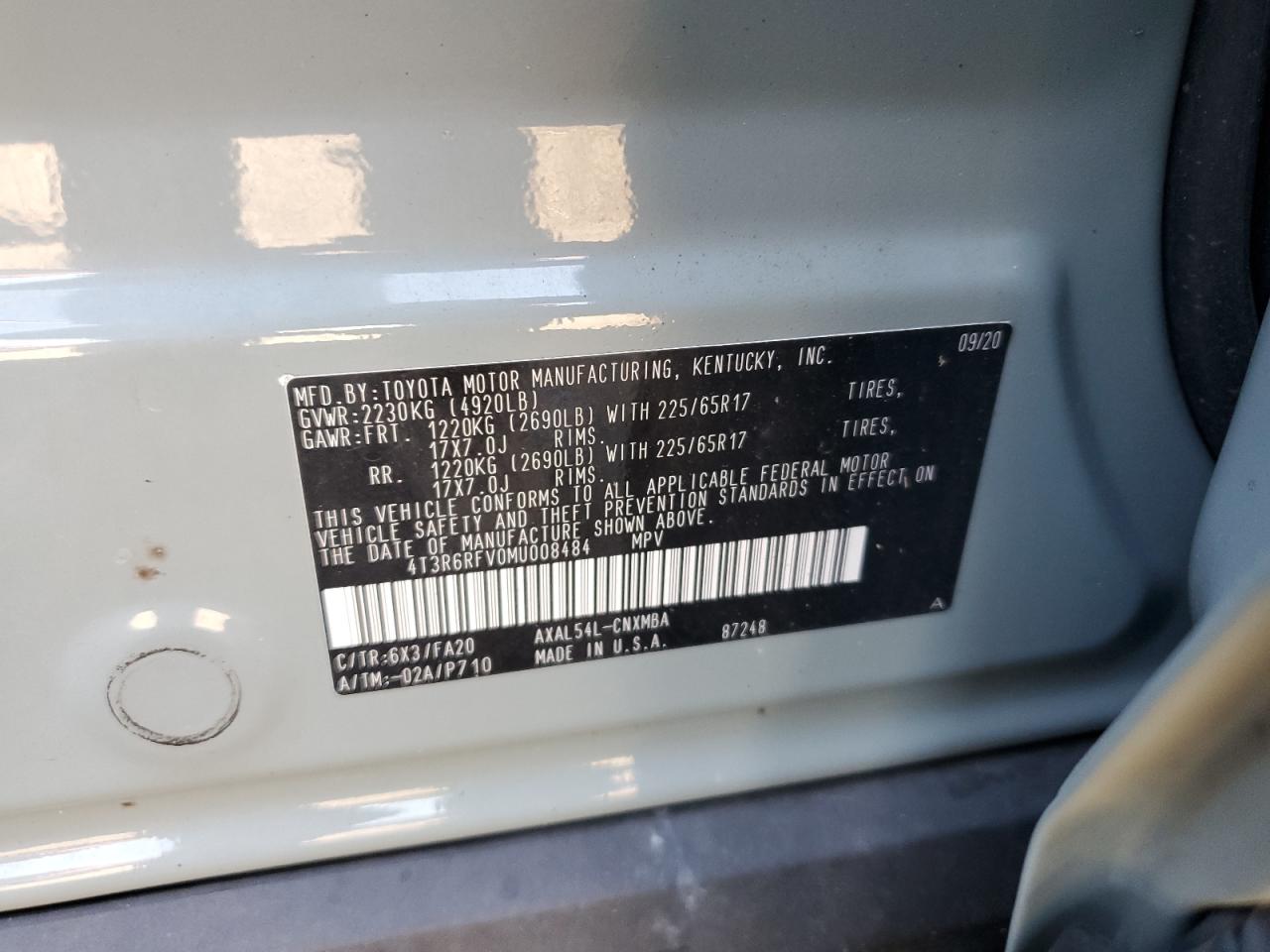 2021 Toyota Rav4 Xle VIN: 4T3R6RFV0MU008484 Lot: 80996815