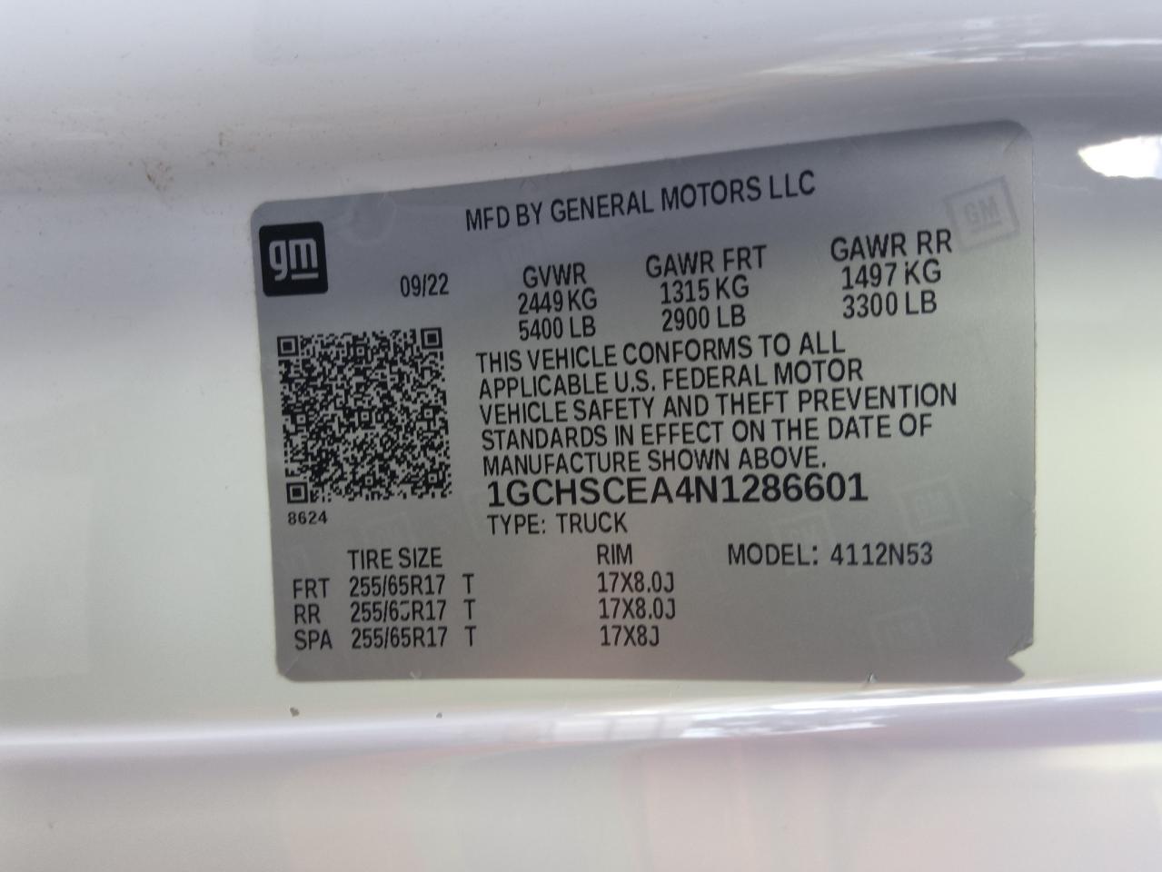 2022 Chevrolet Colorado Lt VIN: 1GCHSCEA4N1286601 Lot: 81686645