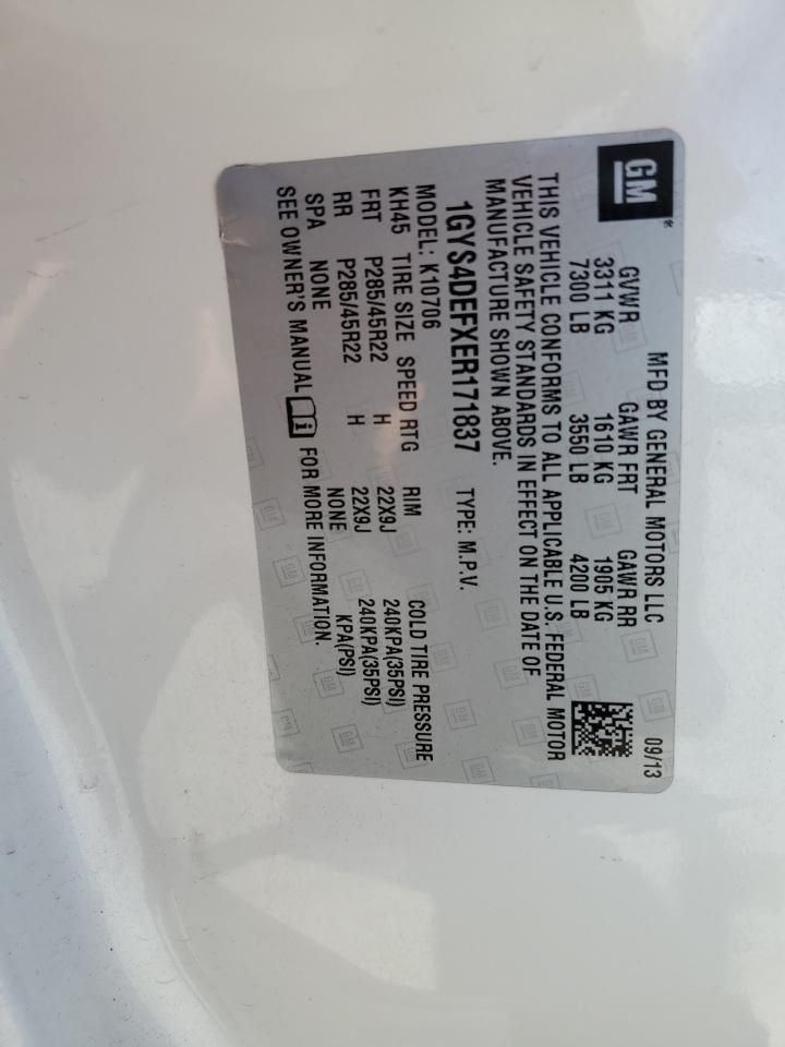 2014 Cadillac Escalade Platinum VIN: 1GYS4DEFXER171837 Lot: 70947825