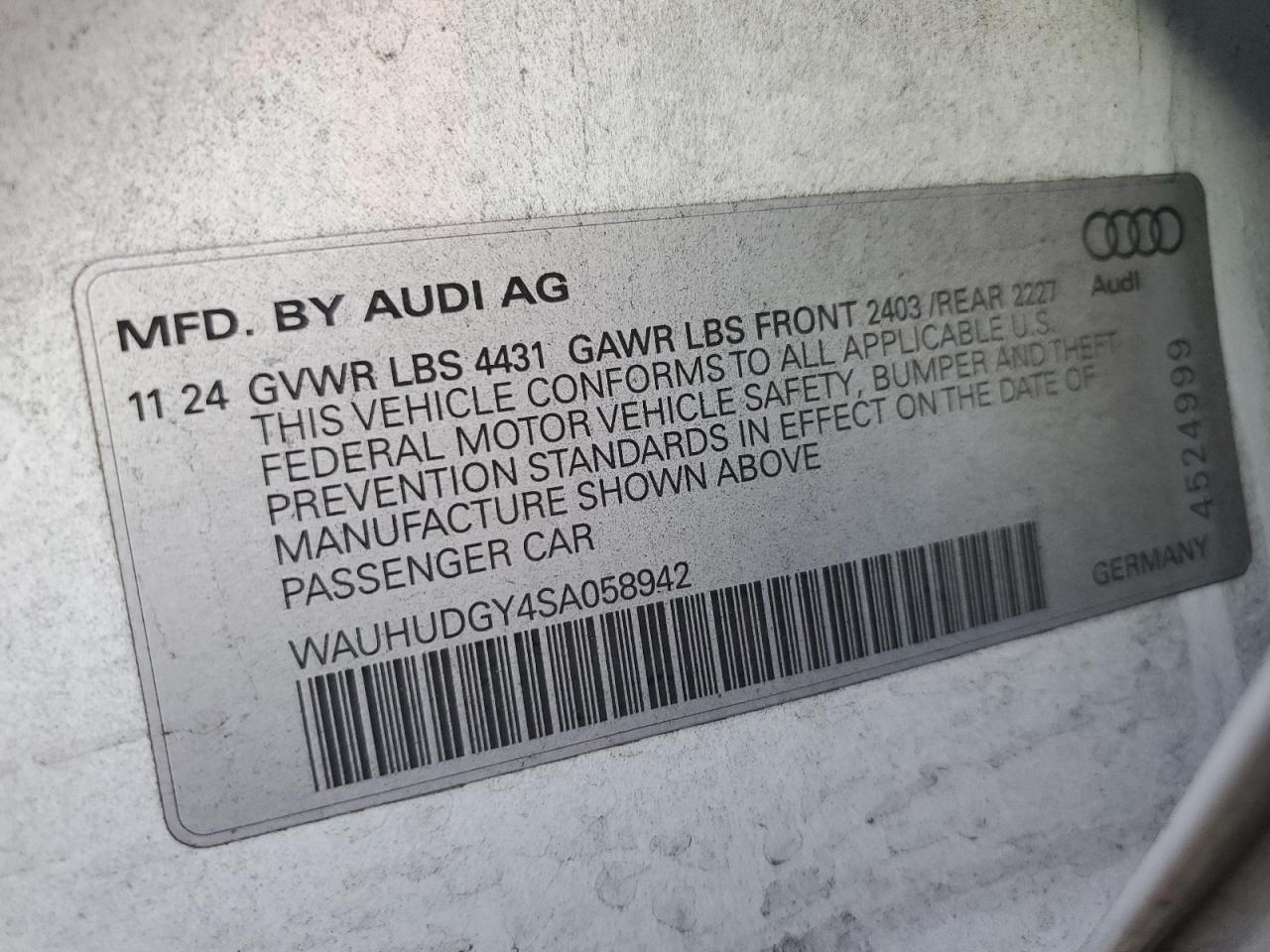 2025 Audi A3 Premium Plus VIN: WAUHUDGY4SA058942 Lot: 81891065