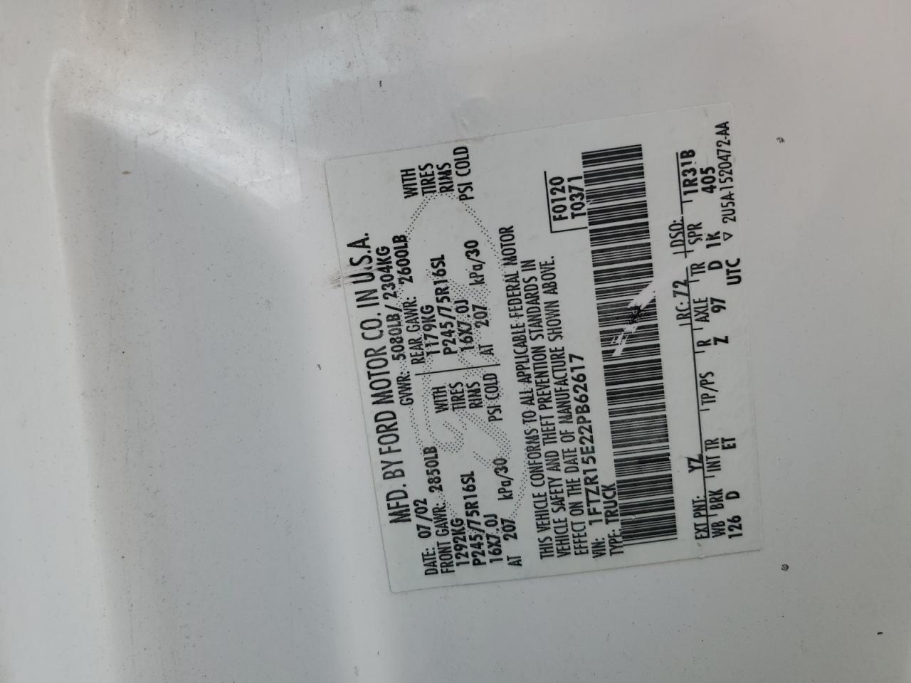 2002 Ford Ranger Super Cab VIN: 1FTZR15E22PB62617 Lot: 70850235