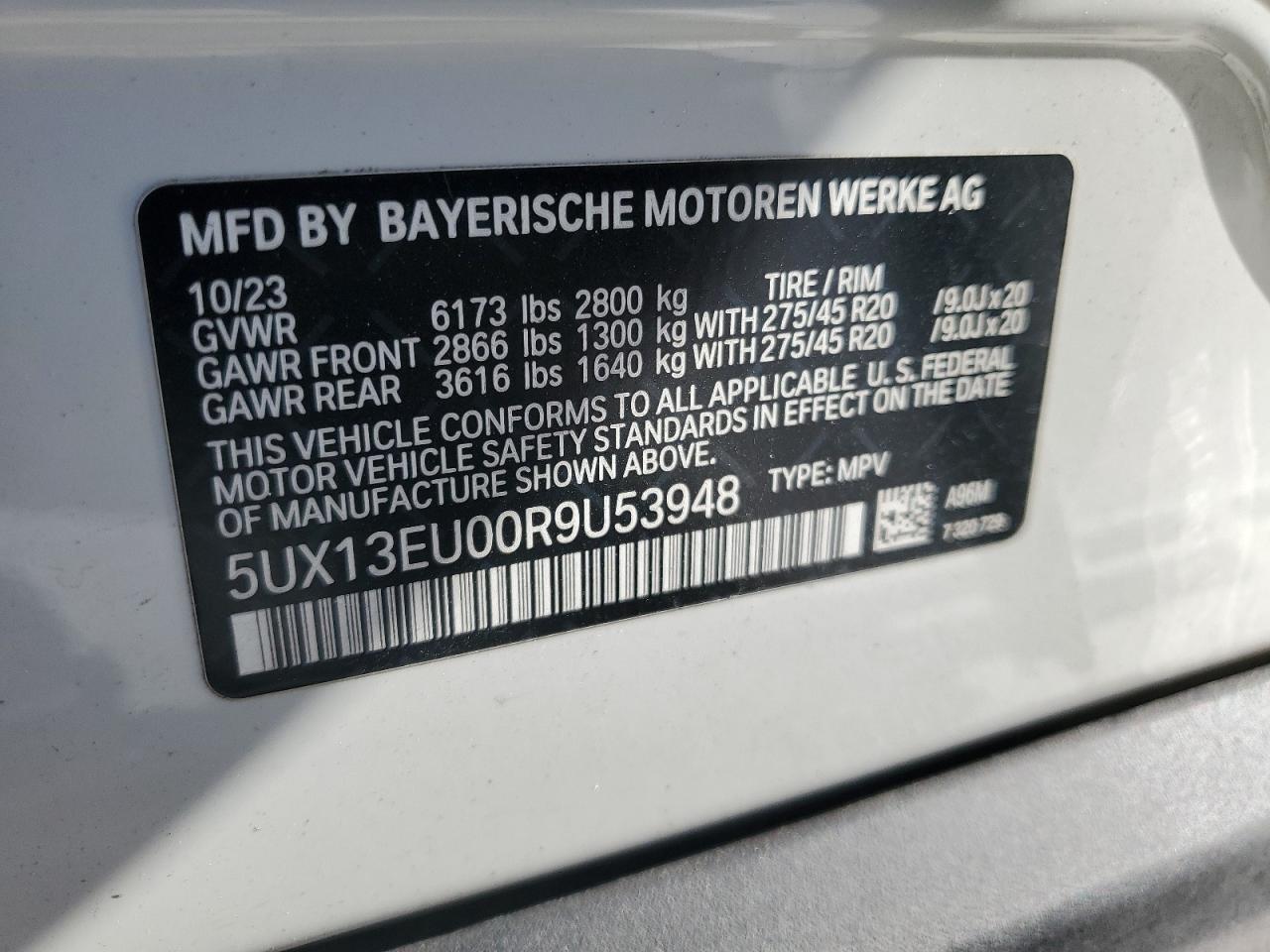 2024 BMW X5 Sdrive 40I VIN: 5UX13EU00R9U53948 Lot: 84227785