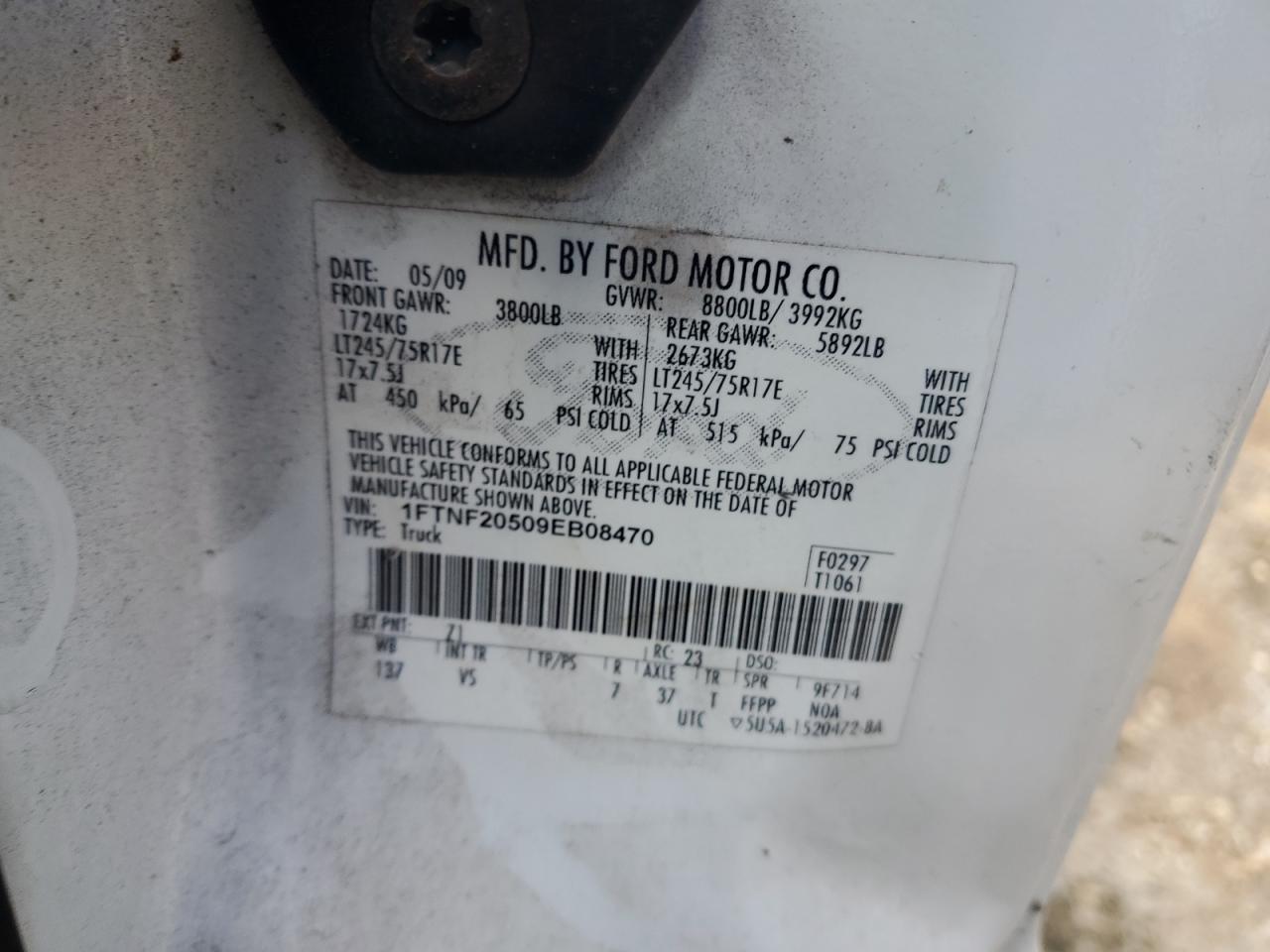 2009 Ford F250 Super Duty VIN: 1FTNF20509EB08470 Lot: 80636015