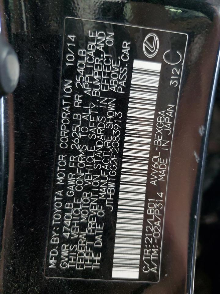 2015 Lexus Es 300H VIN: JTHBW1GG2F2083913 Lot: 80121385