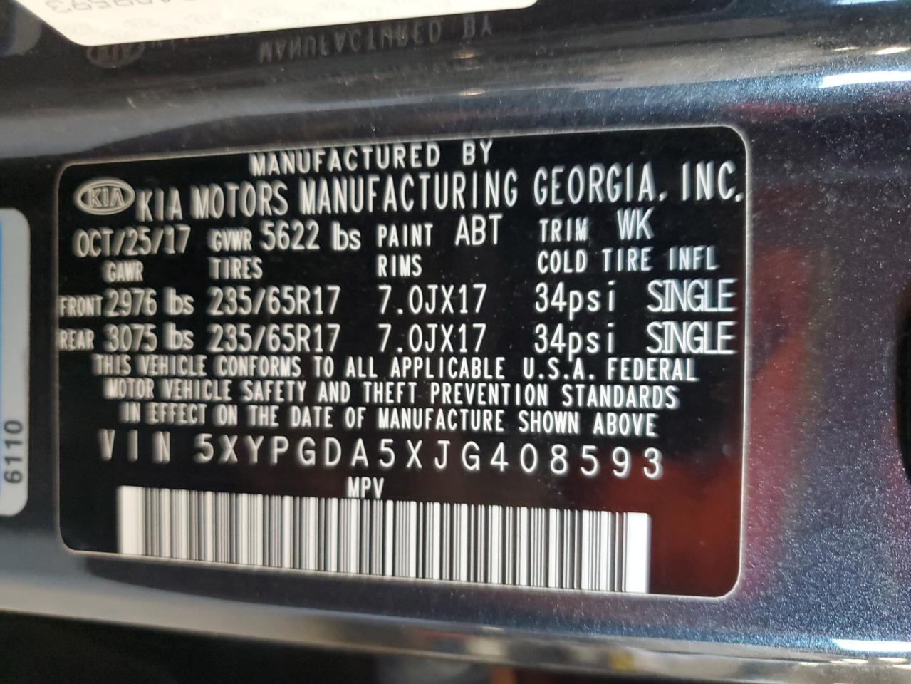 2018 Kia Sorento Lx VIN: 5XYPGDA5XJG408593 Lot: 84396155