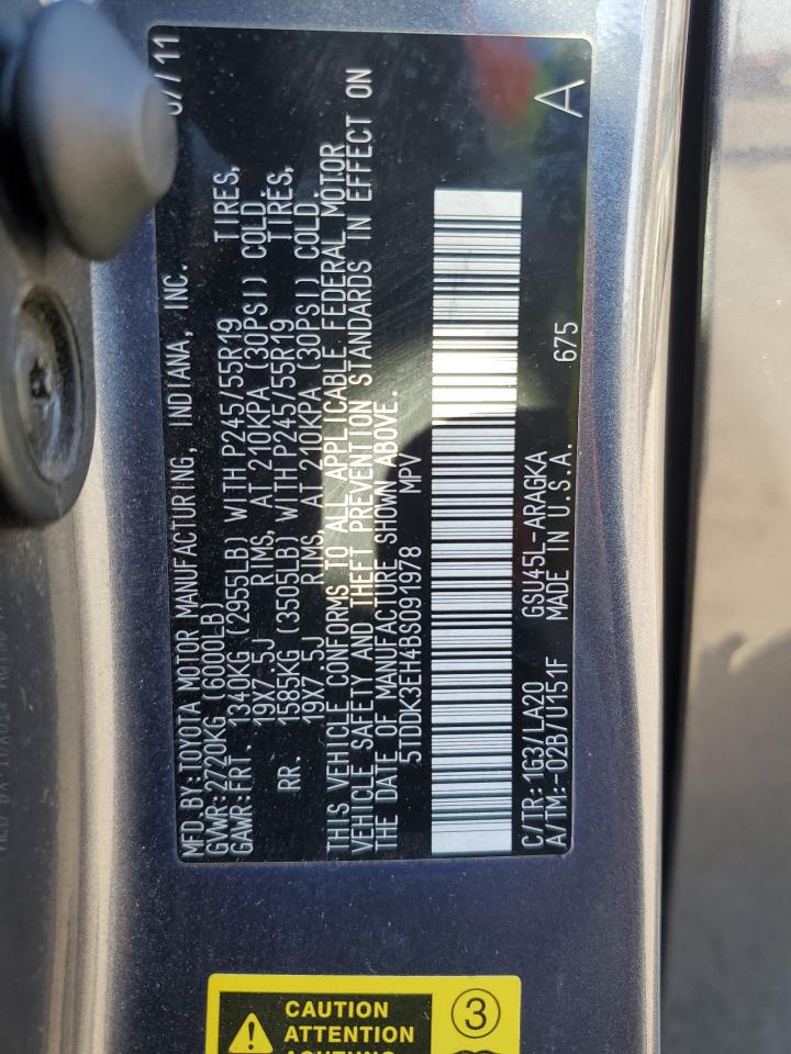 2011 Toyota Highlander Limited VIN: 5TDDK3EH4BS091978 Lot: 80714375