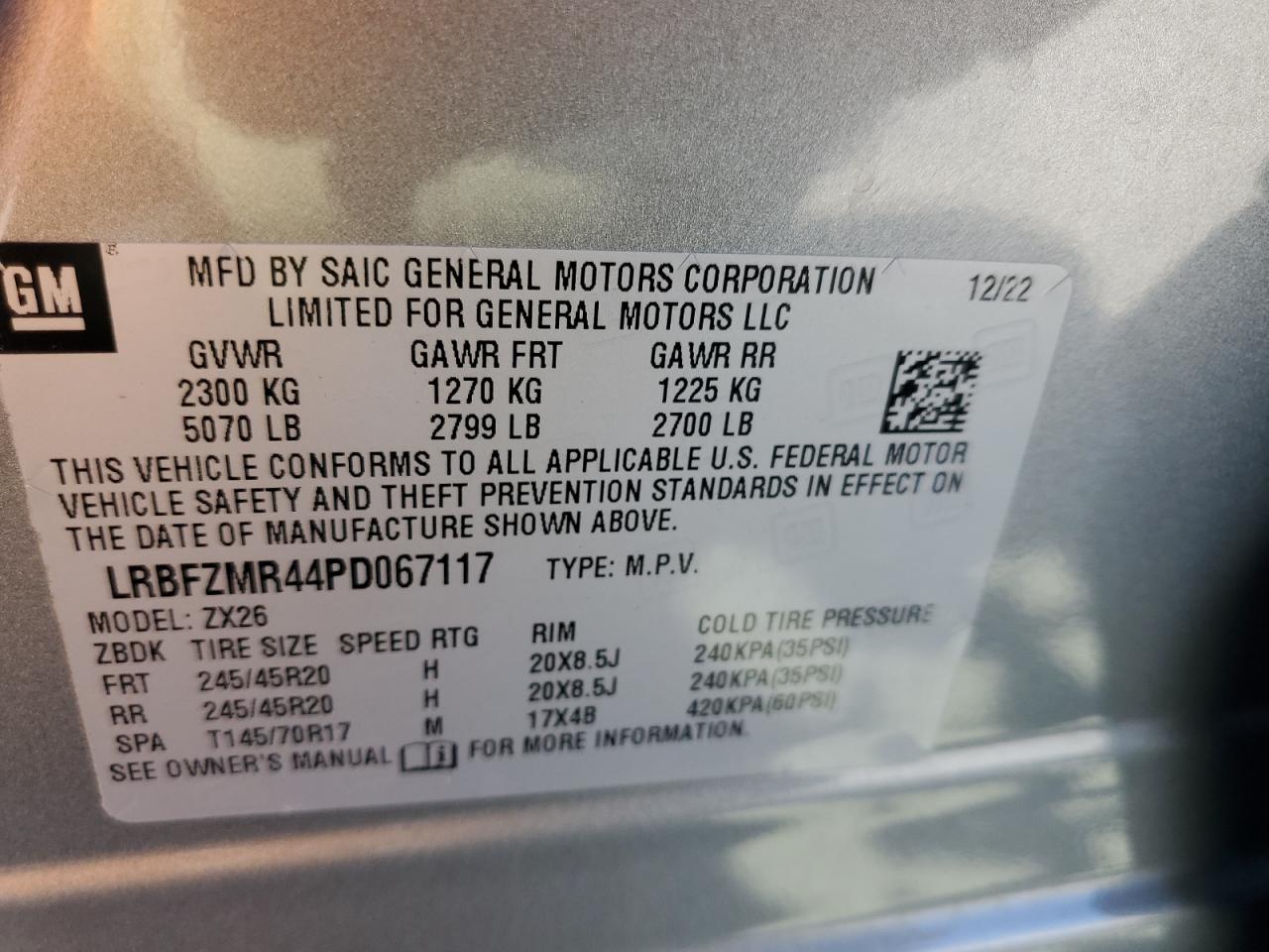 2023 Buick Envision Preferred VIN: LRBFZMR44PD067117 Lot: 84285295