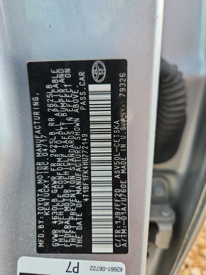 2017 Toyota Camry Le VIN: 4T1BF1FK4HU772149 Lot: 80883825