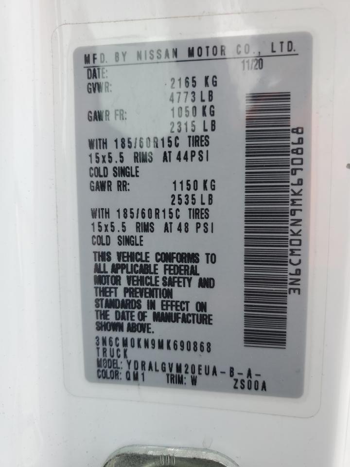 2021 Nissan Nv200 2.5S VIN: 3N6CM0KN9MK690868 Lot: 70468815