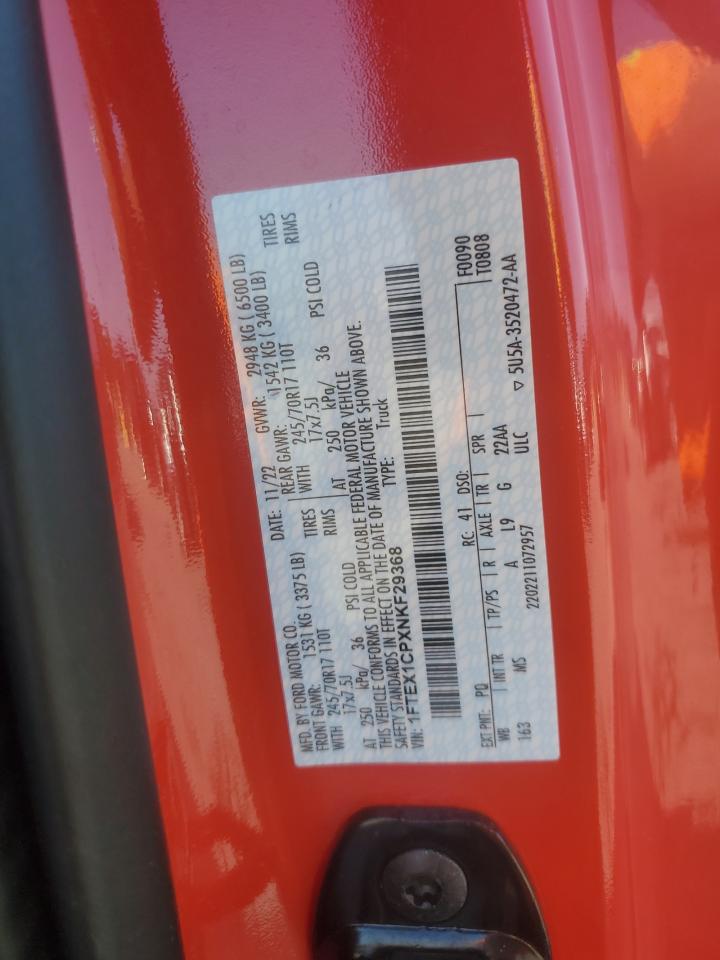 2022 Ford F150 Super Cab VIN: 1FTEX1CPXNKF29368 Lot: 84277565