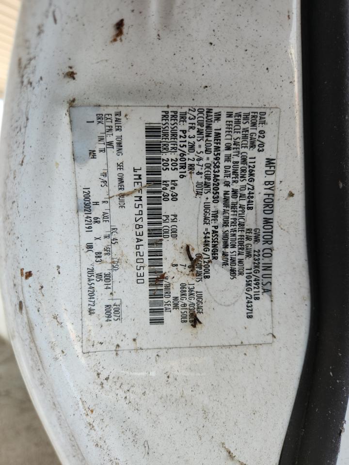 2003 Mercury Sable Ls Premium VIN: 1MEFM59S83A620530 Lot: 81322825