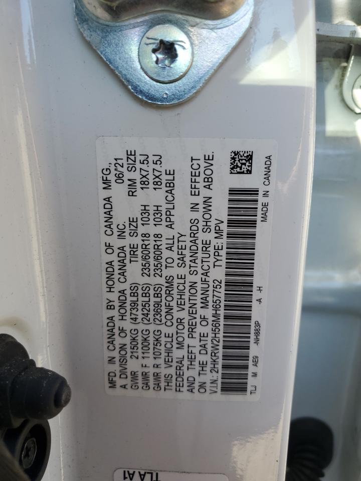 2021 Honda Cr-V Ex VIN: 2HKRW2H56MH657752 Lot: 80460155