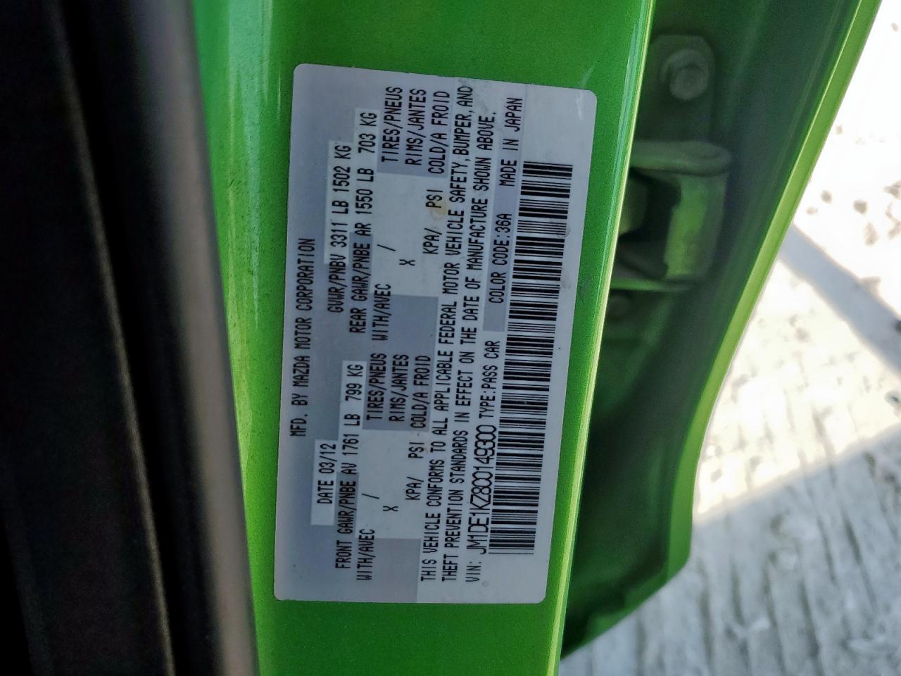 2012 Mazda Mazda2 VIN: JM1DE1KZ8C0149300 Lot: 84279955