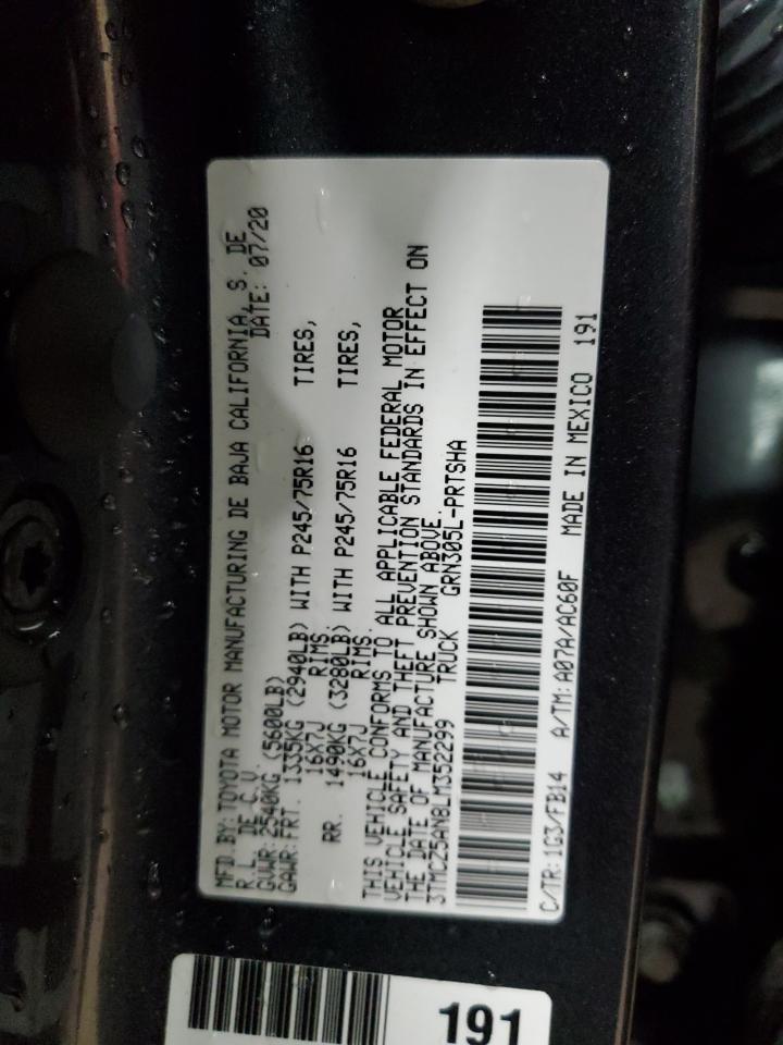 2020 Toyota Tacoma Double Cab VIN: 3TMCZ5AN8LM352299 Lot: 80744125