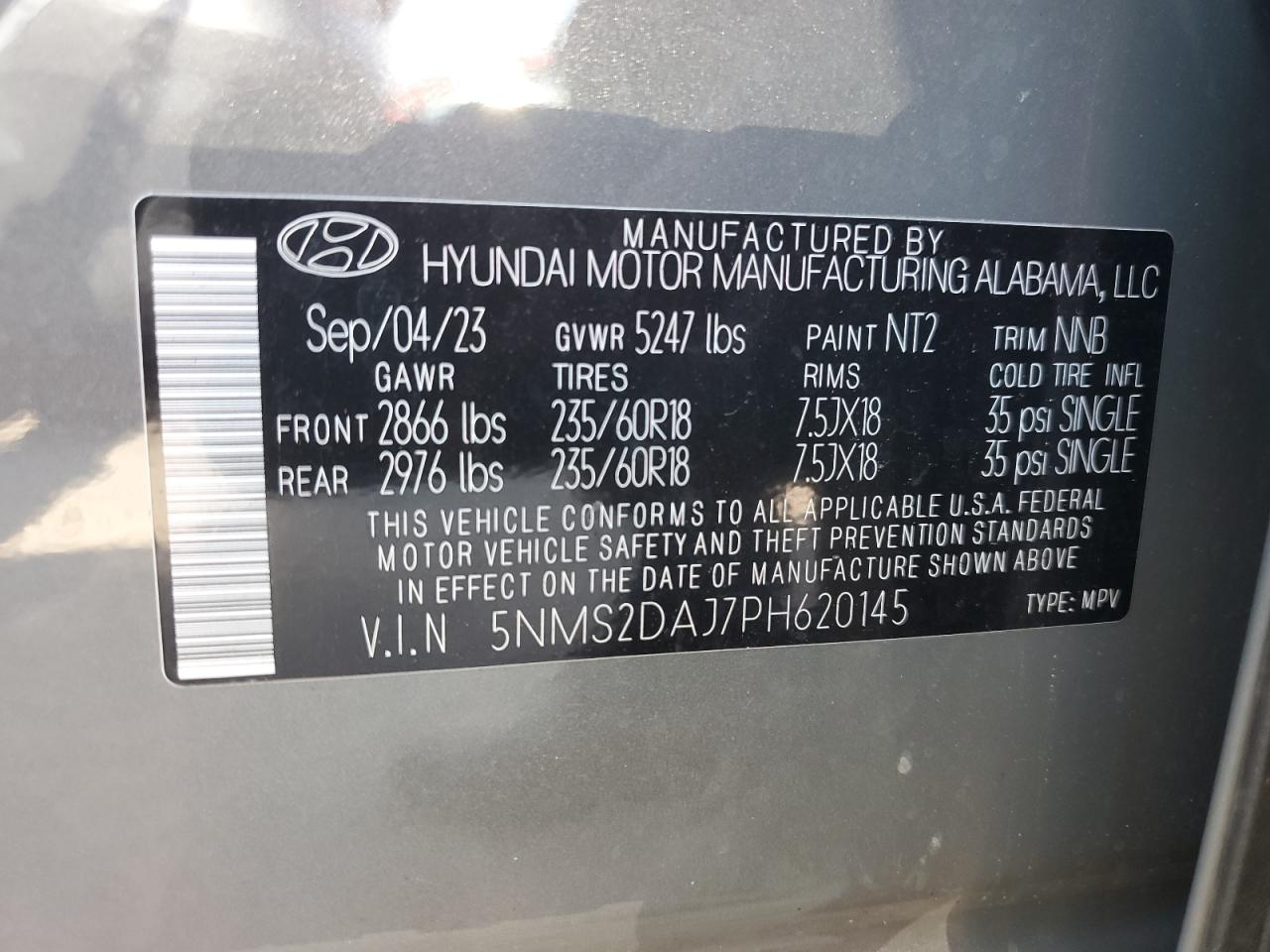 2023 Hyundai Santa Fe Sel VIN: 5NMS2DAJ7PH620145 Lot: 82072035