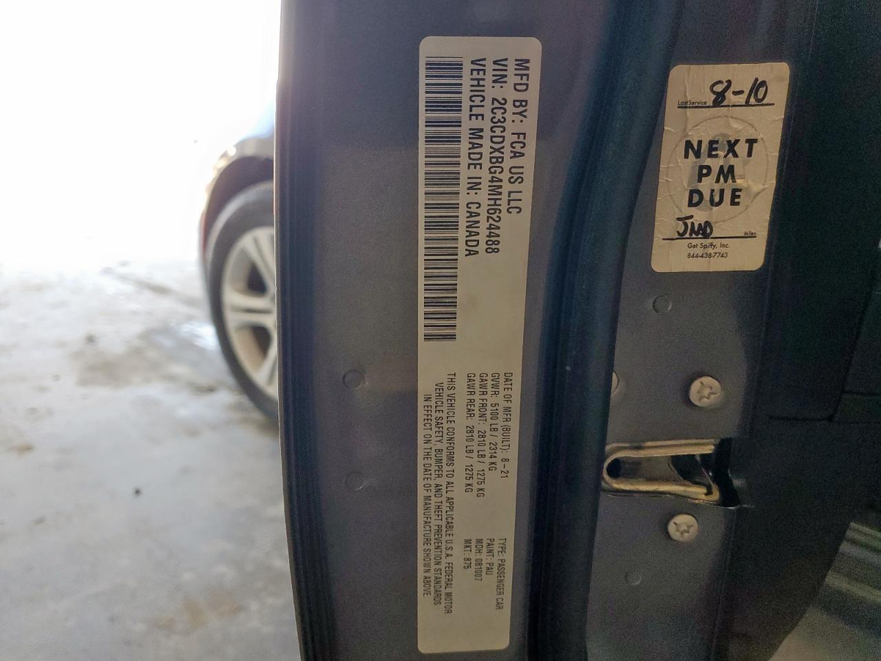 2021 Dodge Charger Sxt VIN: 2C3CDXBG4MH624488 Lot: 80576745