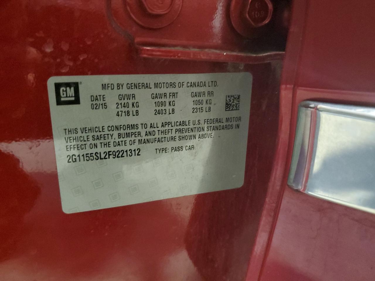 2015 Chevrolet Impala Ltz VIN: 2G1155SL2F9221312 Lot: 80671055