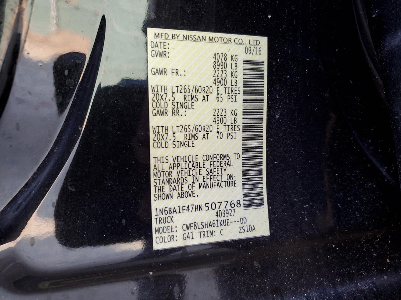 2017 Nissan Titan Xd Sl VIN: 1N6BA1F47HN507768 Lot: 81510405