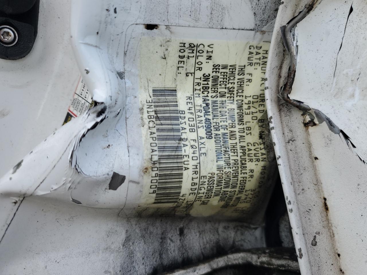 2010 Nissan Versa S VIN: 3N1BC1AP0AL409009 Lot: 80339795