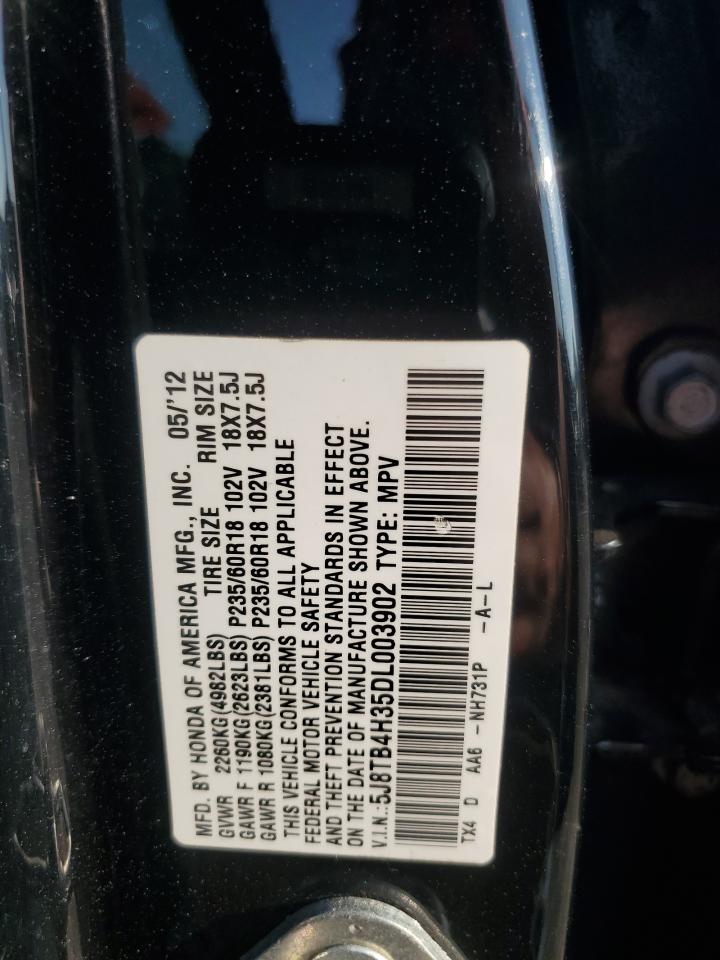 2013 Acura Rdx VIN: 5J8TB4H35DL003902 Lot: 72022265