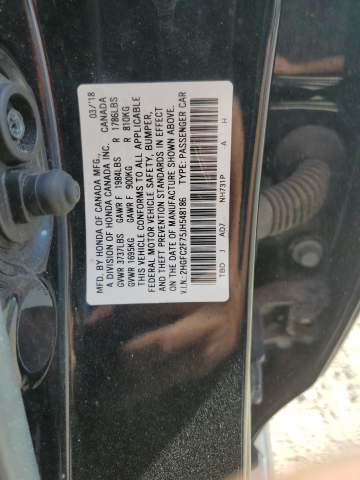 2018 Honda Civic Ex VIN: 2HGFC2F75JH548186 Lot: 71117995