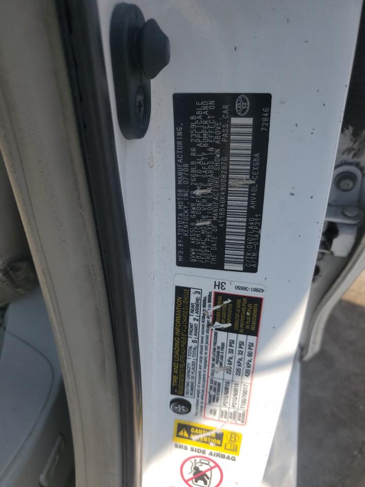 2009 Toyota Camry Hybrid VIN: 4T1BB46K49U082870 Lot: 80169215