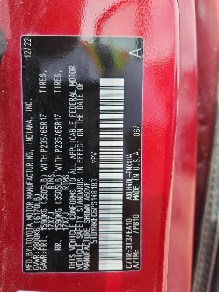 2023 Toyota Sienna Xle VIN: 5TDYRKEC6PS148183 Lot: 81427535