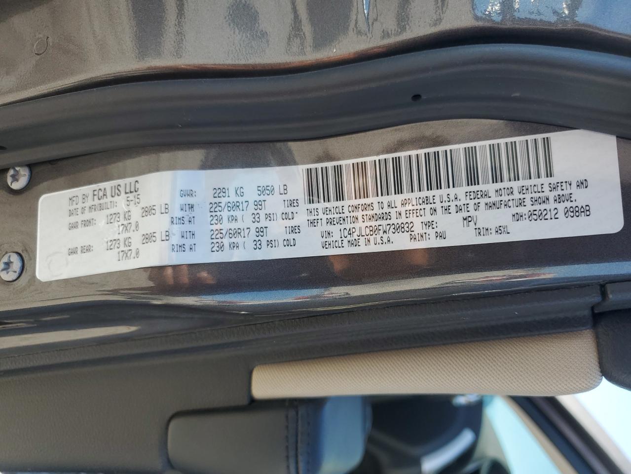 2015 Jeep Cherokee Latitude VIN: 1C4PJLCB0FW730832 Lot: 80843135