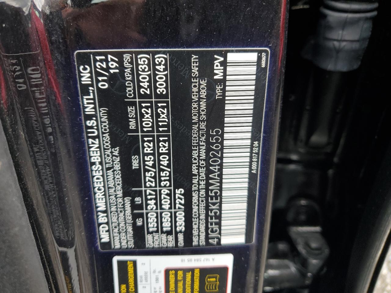 2021 Mercedes-Benz Gls 450 4Matic VIN: 4JGFF5KE5MA402655 Lot: 71994765