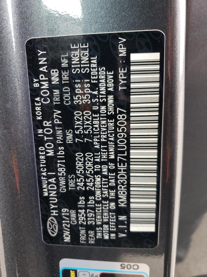 2020 Hyundai Palisade Sel VIN: KM8R3DHE7LU095087 Lot: 71005845