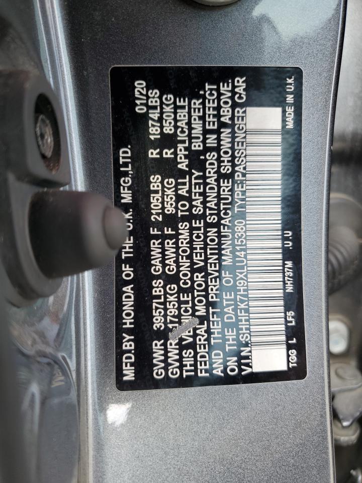 2020 Honda Civic Sport Touring VIN: SHHFK7H9XLU415380 Lot: 81117425