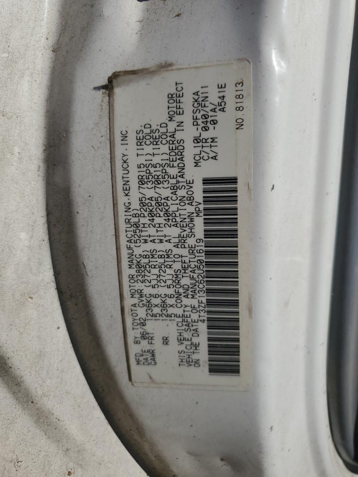 2002 Toyota Sienna Le VIN: 4T3ZF13C62U501619 Lot: 81787275