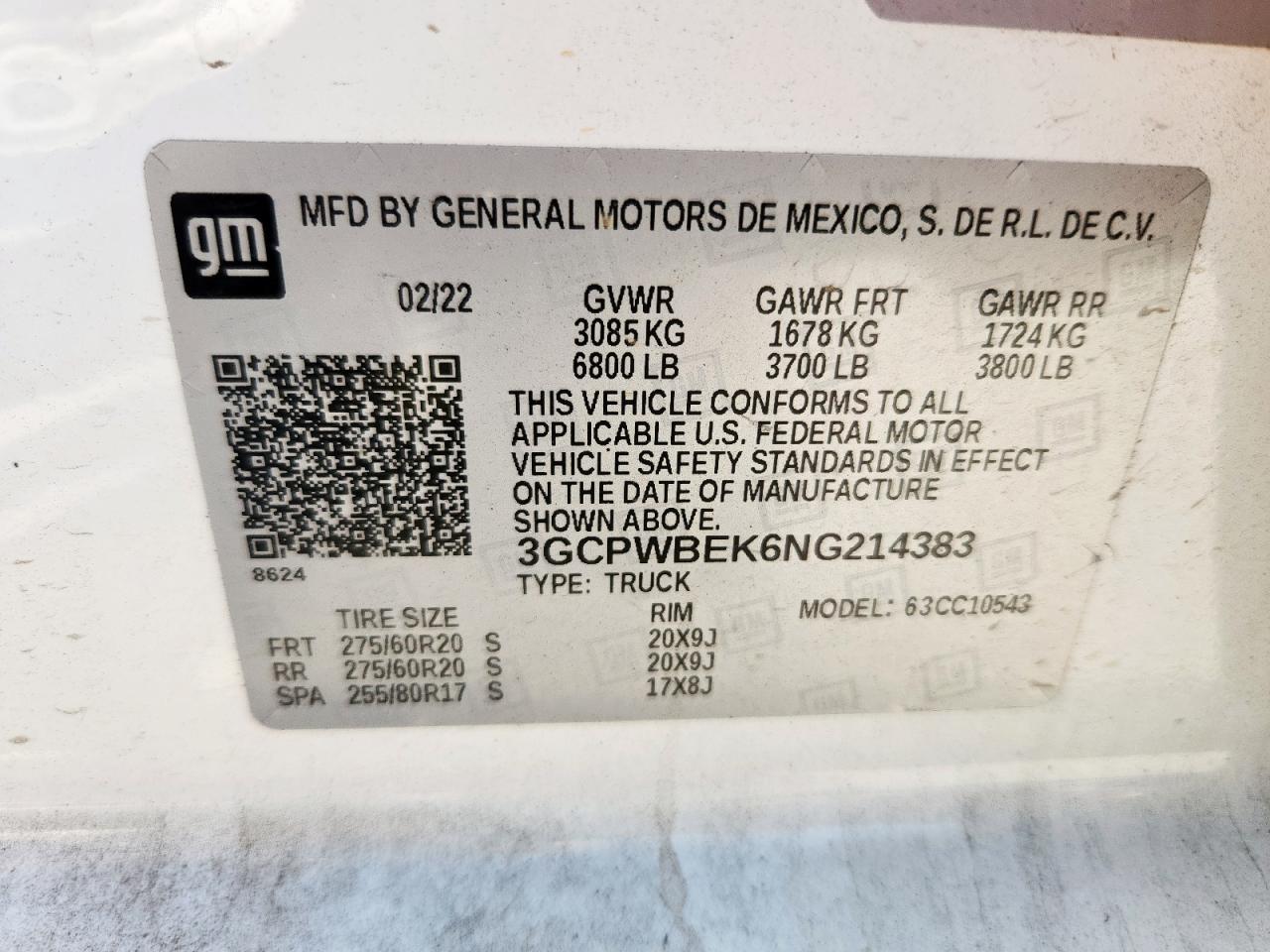 2022 Chevrolet Silverado Ltd C1500 Custom VIN: 3GCPWBEK6NG214383 Lot: 81885015
