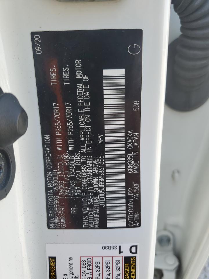 2021 Toyota 4Runner Venture VIN: JTEHU5JR5M5861356 Lot: 81914355