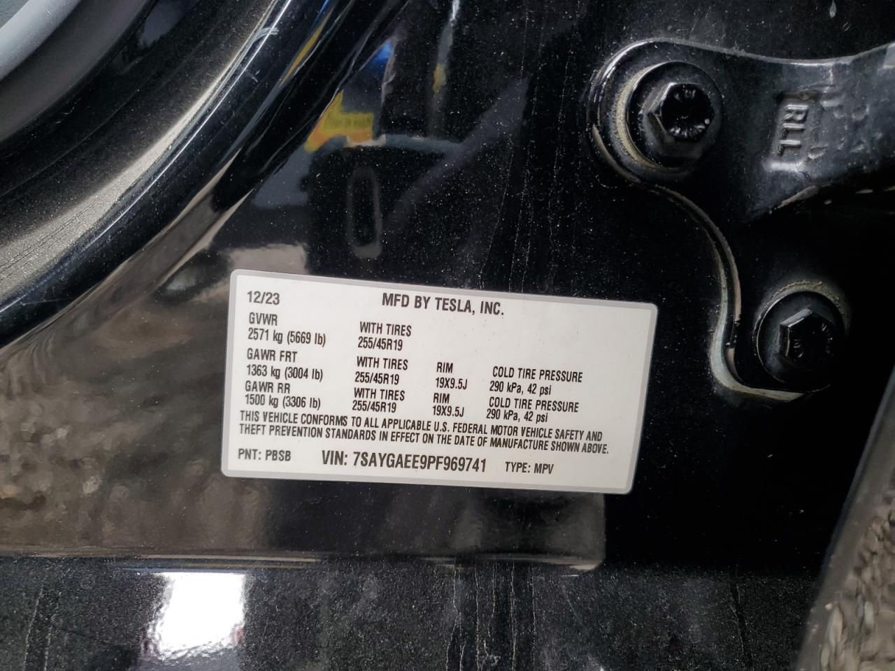 2023 Tesla Model Y VIN: 7SAYGAEE9PF969741 Lot: 81771685