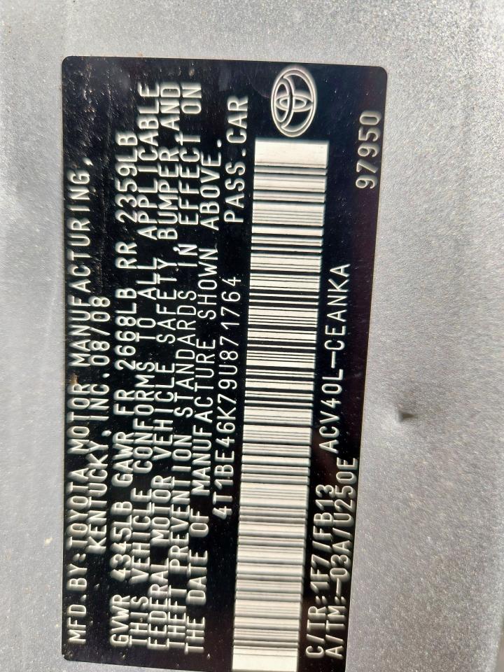 2009 Toyota Camry Base VIN: 4T1BE46K79U871764 Lot: 80646795