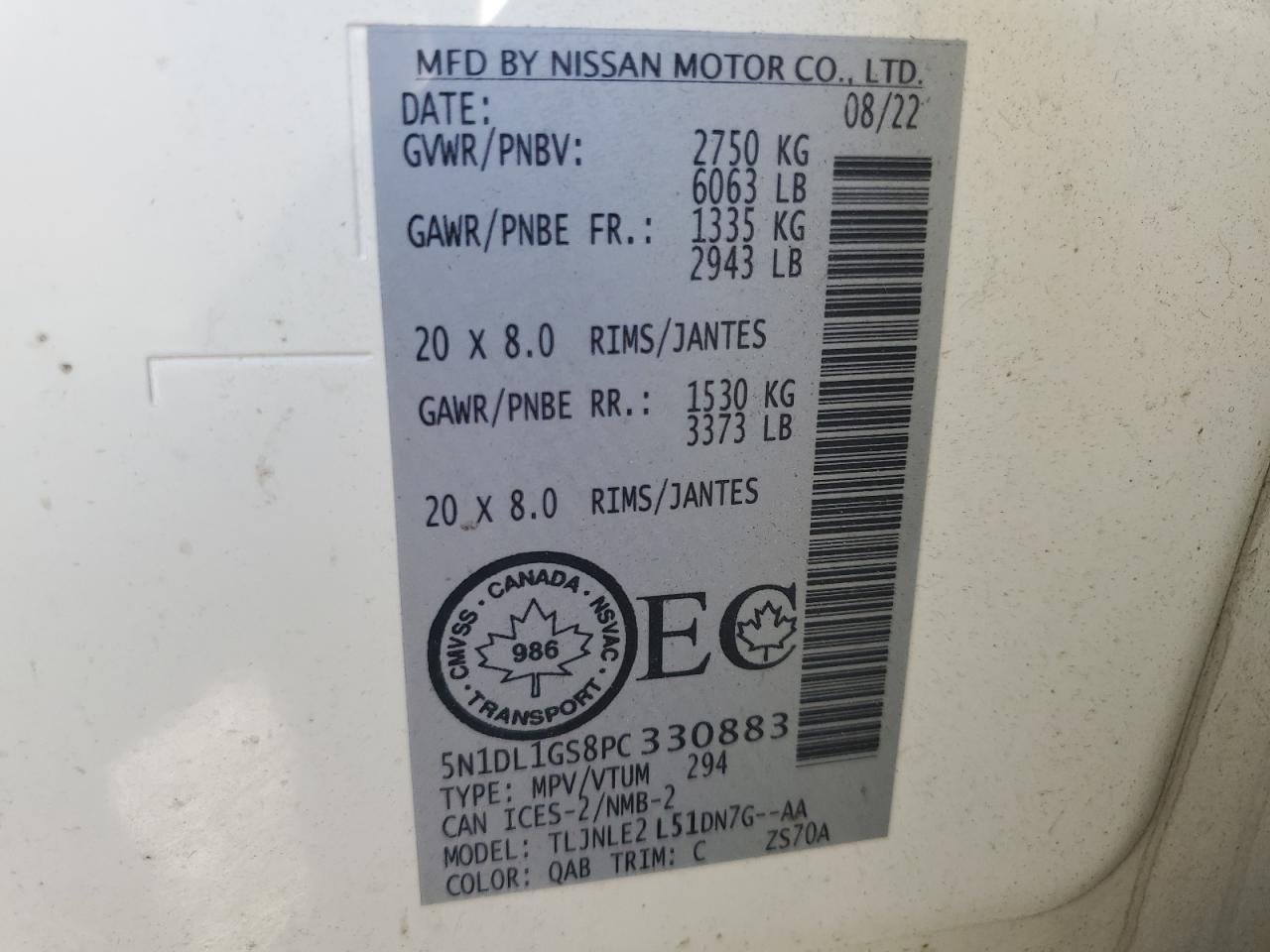 2023 Infiniti Qx60 Sensory VIN: 5N1DL1GS8PC330883 Lot: 81040955