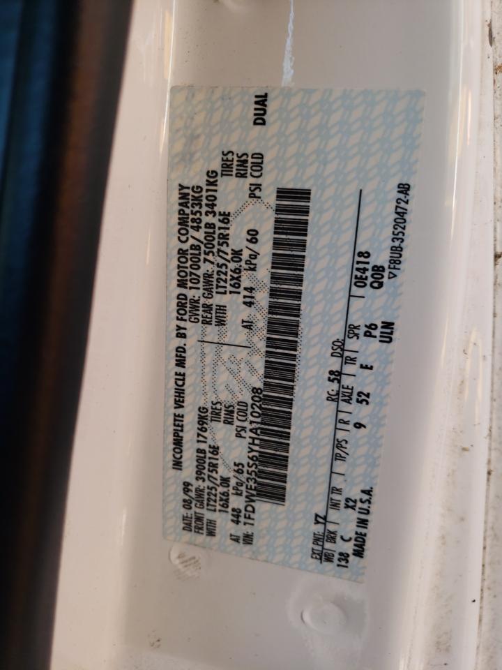 2000 Ford E-350 Cutaway Standard VIN: 1FDWE35S6YHA10208 Lot: 43421169