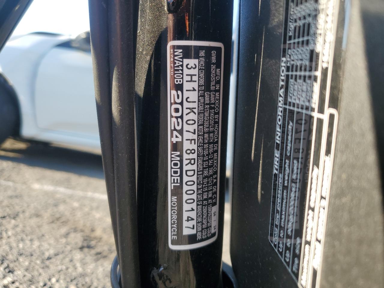 2024 Honda Nva110 B VIN: 3H1JK07F8RD000147 Lot: 80716735