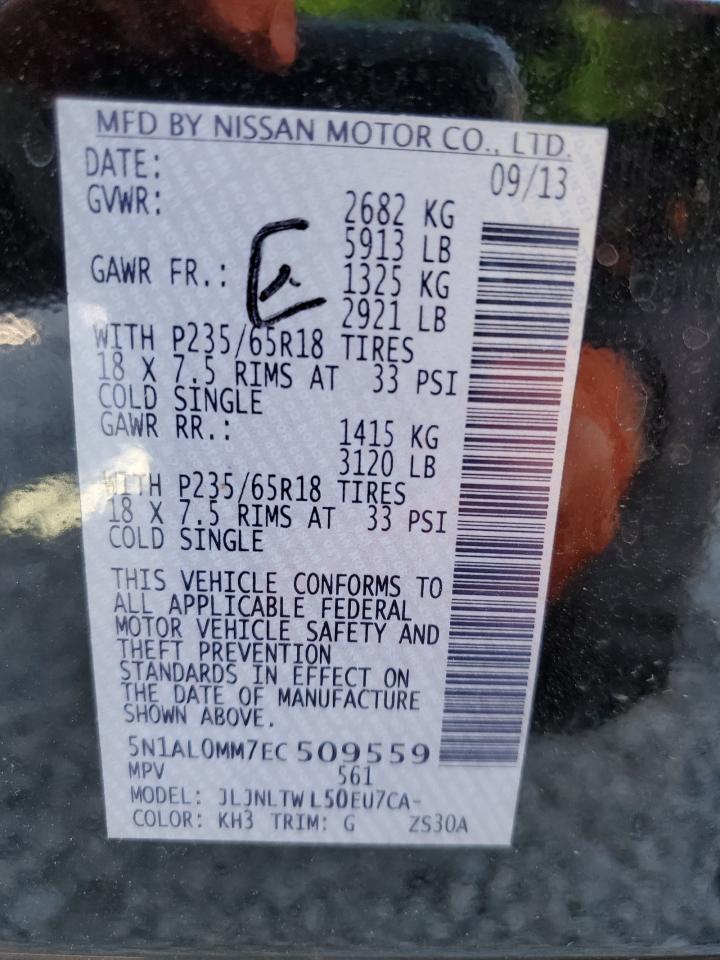 2014 Infiniti Qx60 VIN: 5N1AL0MM7EC509559 Lot: 80191345