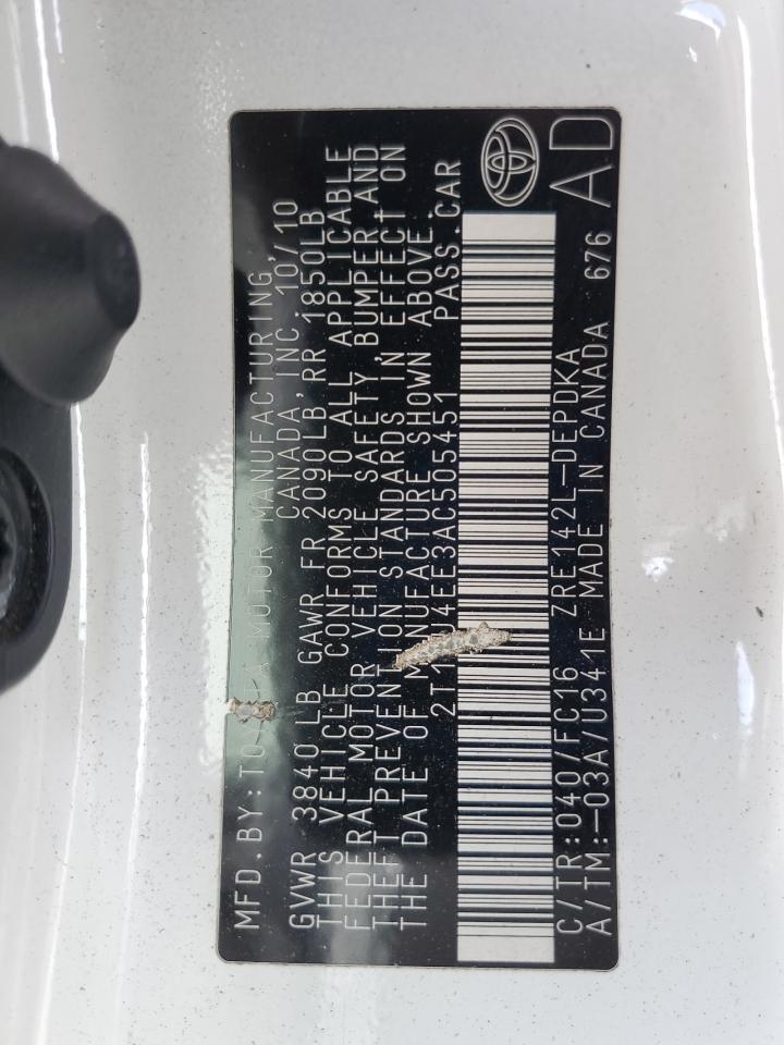 2010 Toyota Corolla Base VIN: 2T1BU4EE3AC505451 Lot: 84414755