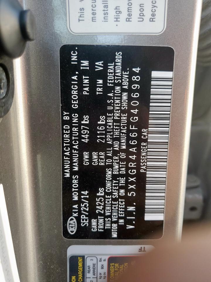 2015 Kia Optima Sx VIN: 5XXGR4A66FG406984 Lot: 71536455