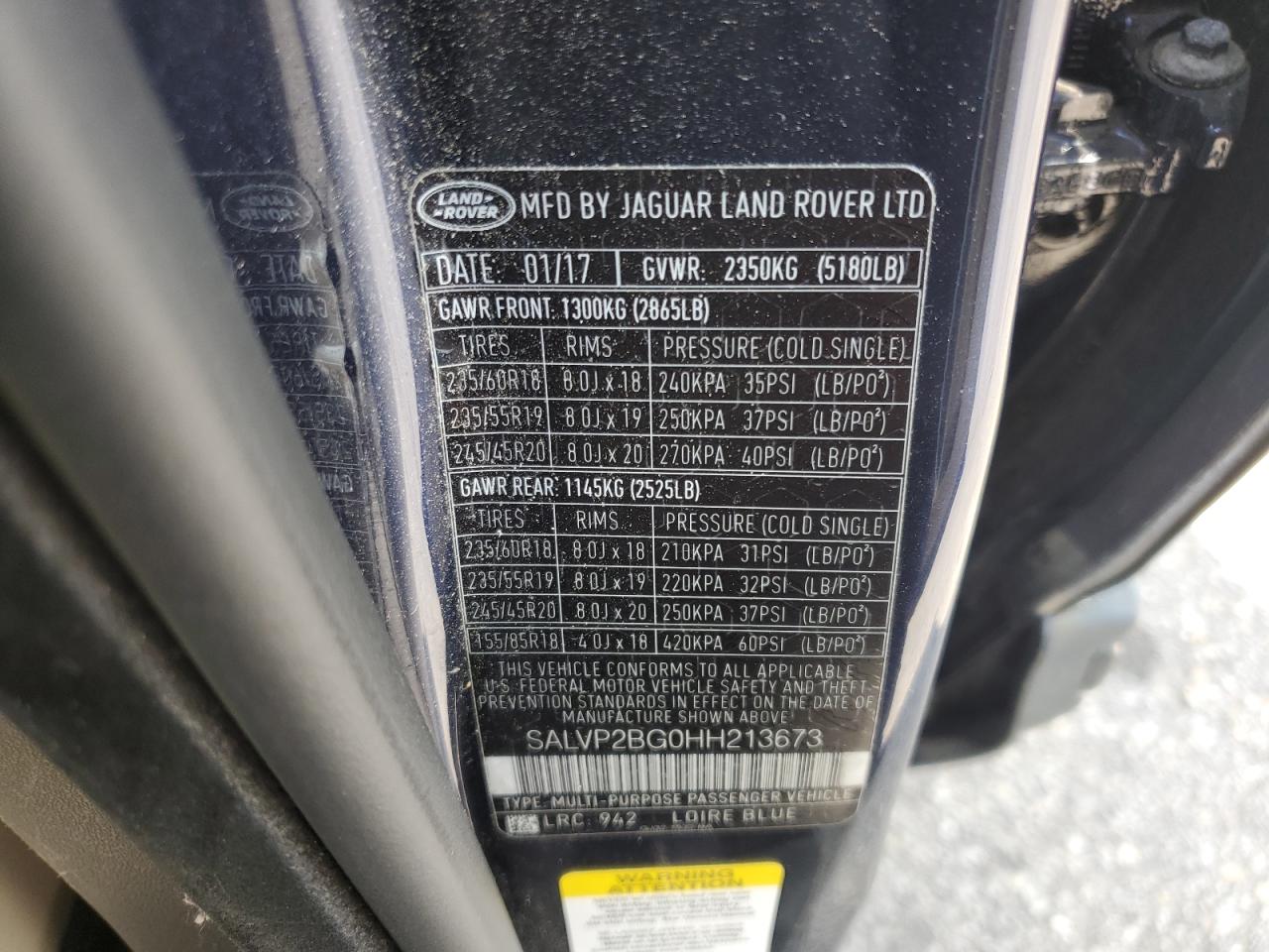 2017 Land Rover Range Rover Evoque Se VIN: SALVP2BG0HH213673 Lot: 71835075